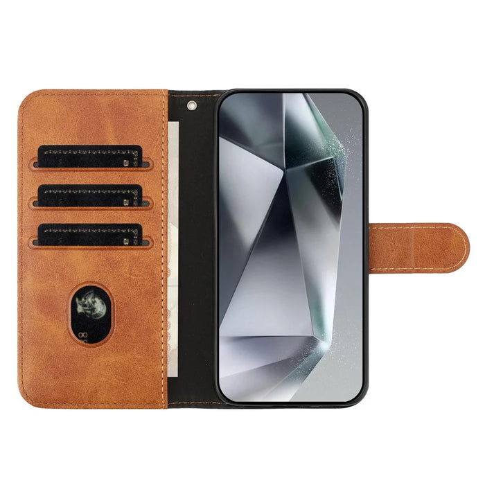 For Sony Xperia 10 VI Stand Case with Strap PU Leather Wallet Phone Cover S Shape Stitching Design - Brown - 3