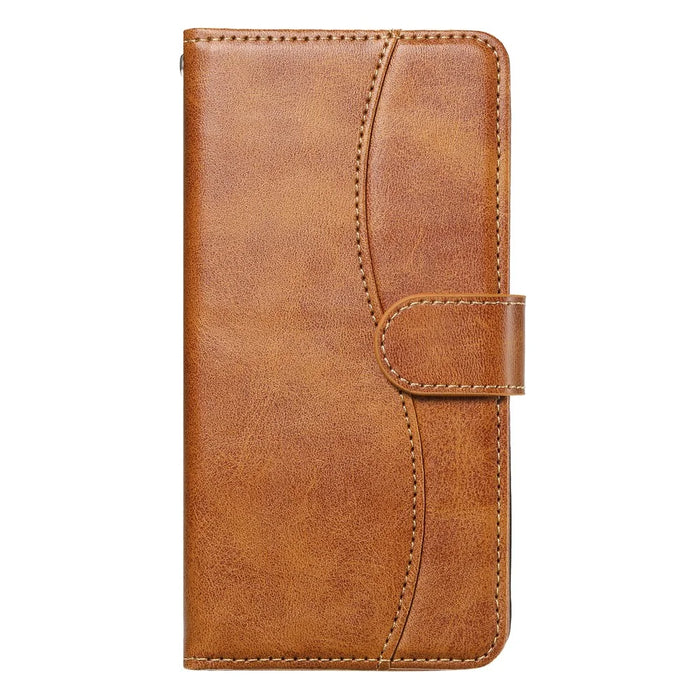 For Sony Xperia 10 VI Stand Case with Strap PU Leather Wallet Phone Cover S Shape Stitching Design - Brown - 5