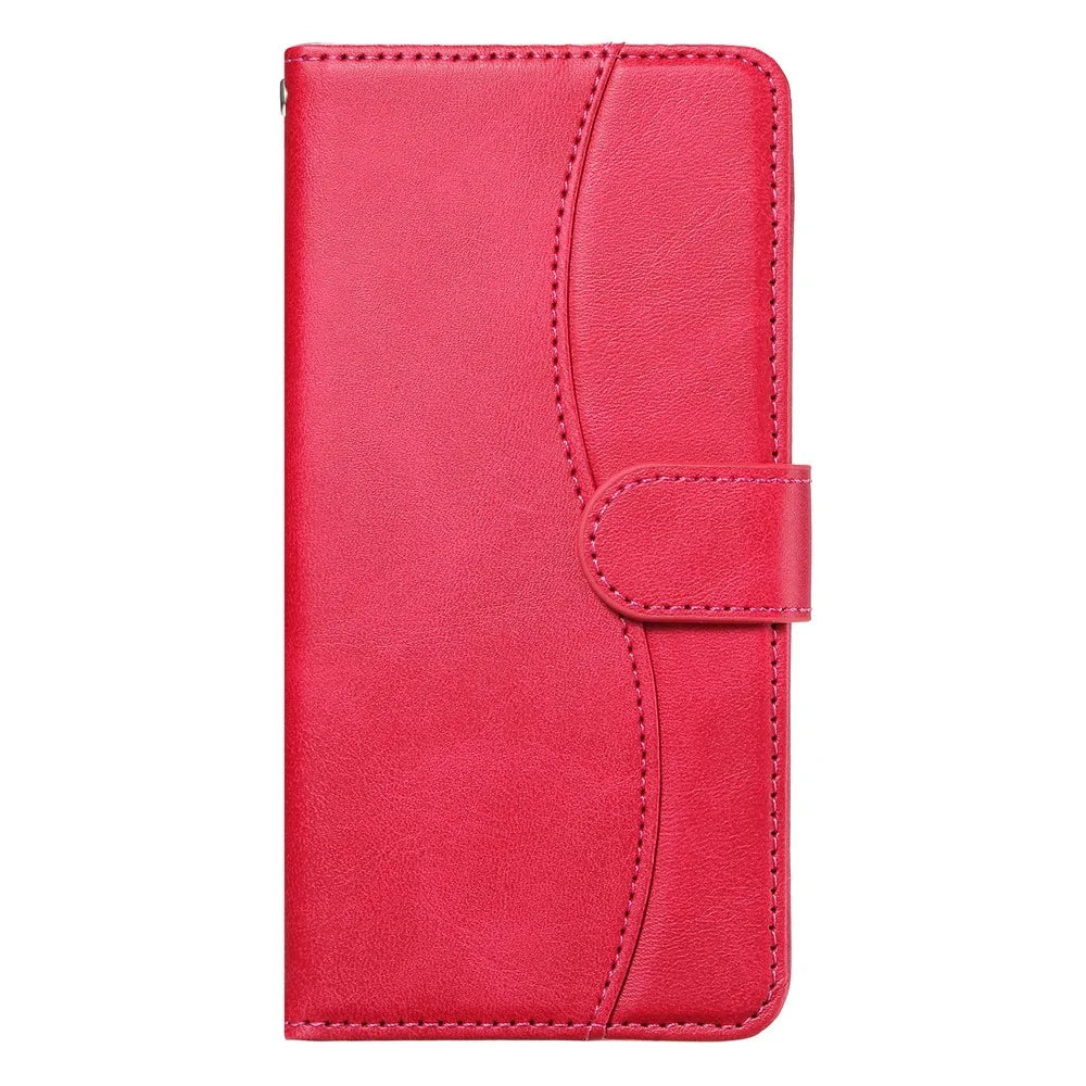 For Google Pixel 8a Stand Case with Strap PU Leather Wallet Phone Cover S Shape Stitching Design - Rose - 6