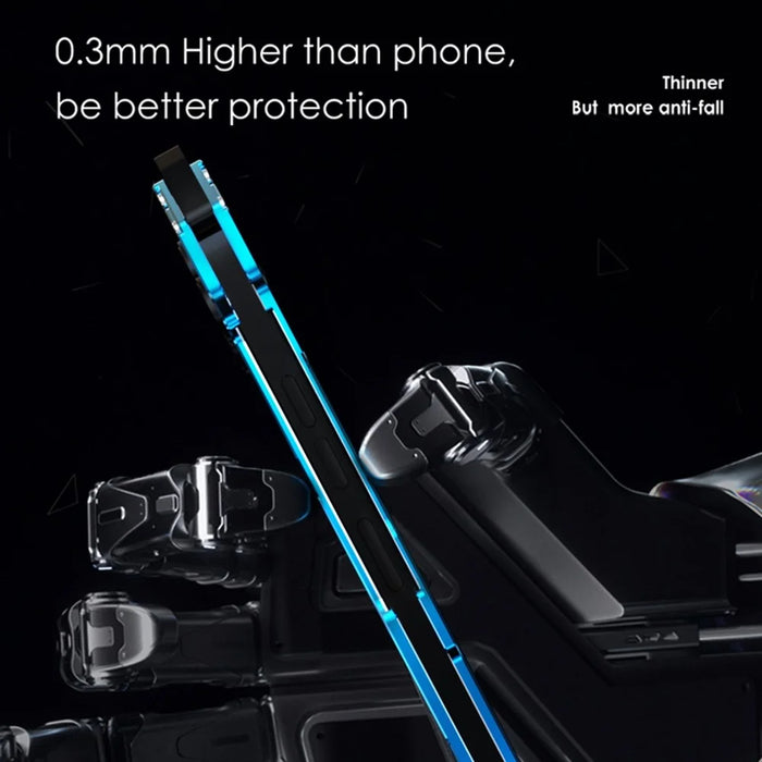 R-JUST Mechanical Armor Metal Shockproof Case for iPhone 14 Pro Anti-Fall Phone Shell Hollow Design Phone Protector - Blue - 6