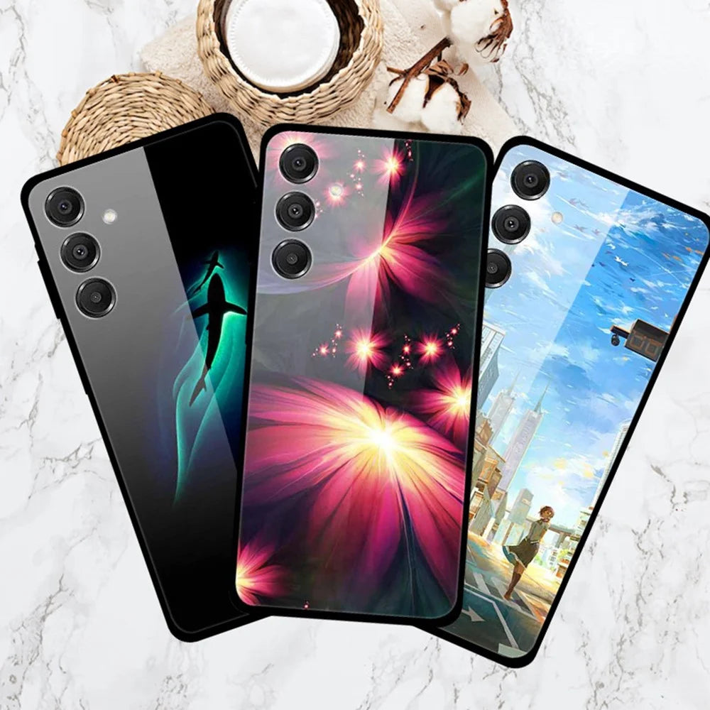 For Samsung Galaxy A16 5G / A16 4G Case Anti Drop PC + Tempered Glass + TPU Phone Cover Pattern Printing - Shining Star - 5