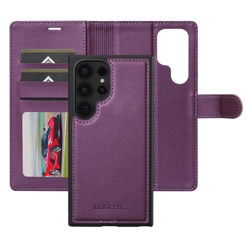 LC.IMEEKE L2 Series for Samsung Galaxy S25 Ultra Case PU Leather Wallet Detachable Magnetic Phone Cover - Purple - 2