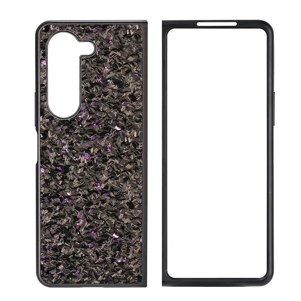 For Samsung Galaxy Z Fold5 5G Case Forged Texture Aramid Fiber + TPU Anti-Slip Phone Cover - Purple - 2