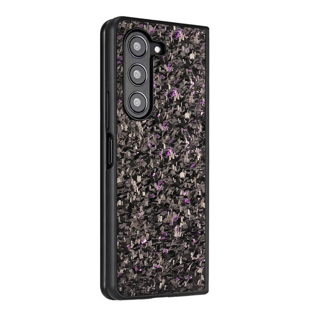 For Samsung Galaxy Z Fold5 5G Case Forged Texture Aramid Fiber + TPU Anti-Slip Phone Cover - Purple - 3