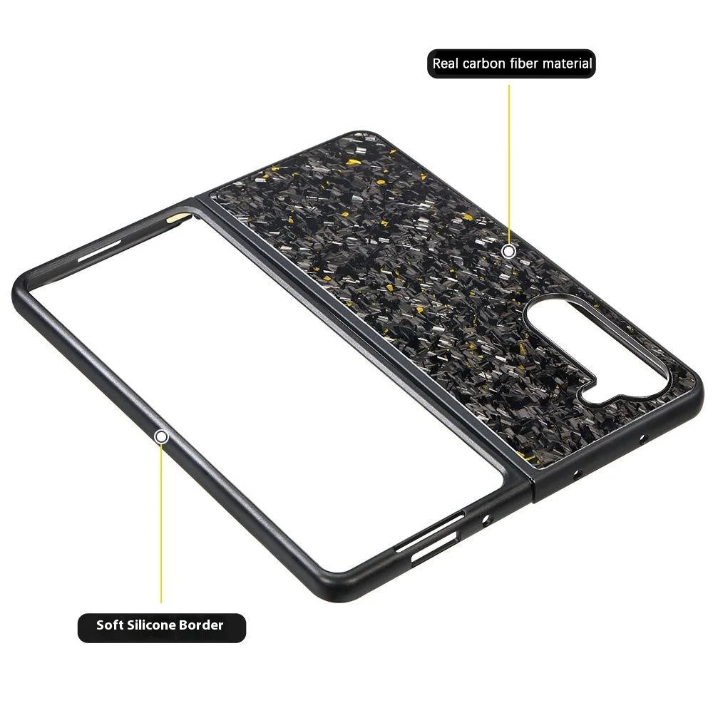 For Samsung Galaxy Z Fold5 5G Case Forged Texture Aramid Fiber + TPU Anti-Slip Phone Cover - Purple - 4
