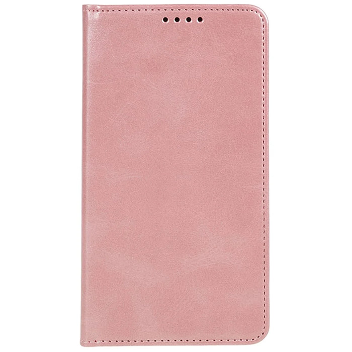 For Samsung Galaxy S25 Edge Case Strong Magnetic PU Leather Phone Cover Calf Texture - Rose Gold - 6