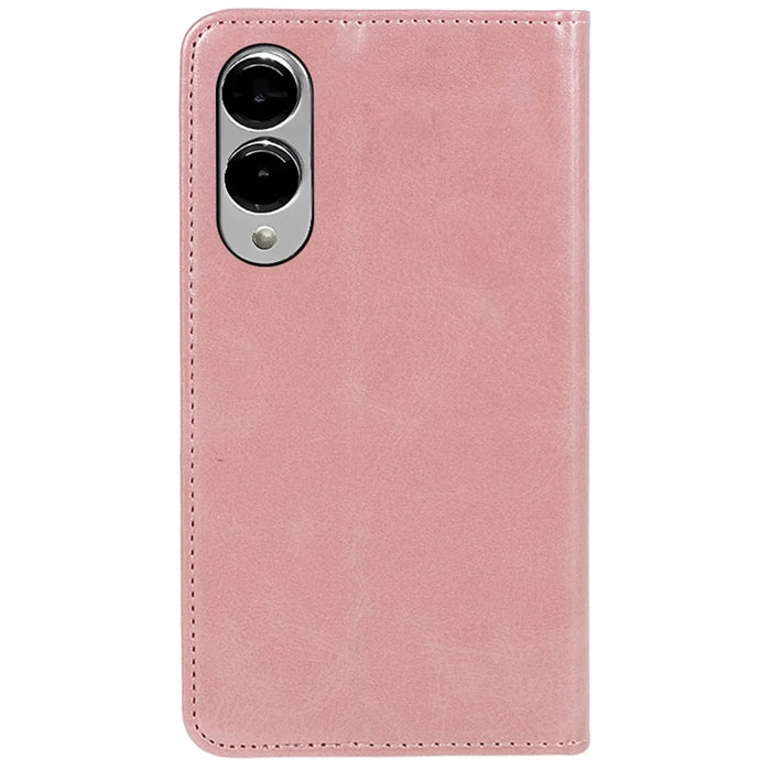 For Samsung Galaxy S25 Edge Case Strong Magnetic PU Leather Phone Cover Calf Texture - Rose Gold - 7