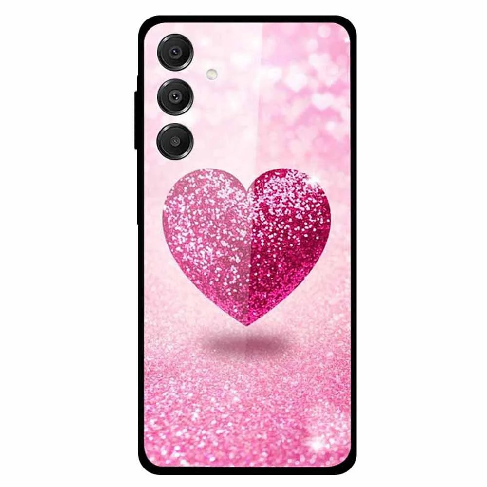 For Samsung Galaxy A16 5G / A16 4G Case Pattern Print Tempered Glass Cell Phone Cover - Heart - 1