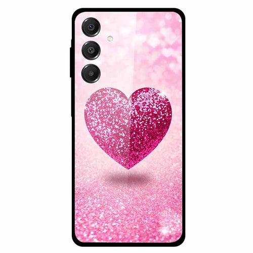 For Samsung Galaxy A16 5G / A16 4G Case Pattern Print Tempered Glass Cell Phone Cover - Heart - 1