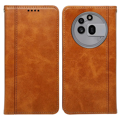For Nothing Phone (3a) Pro Case Hidden Magnetic Closure Calf Texture Leather Phone Cover - Yellow - 1