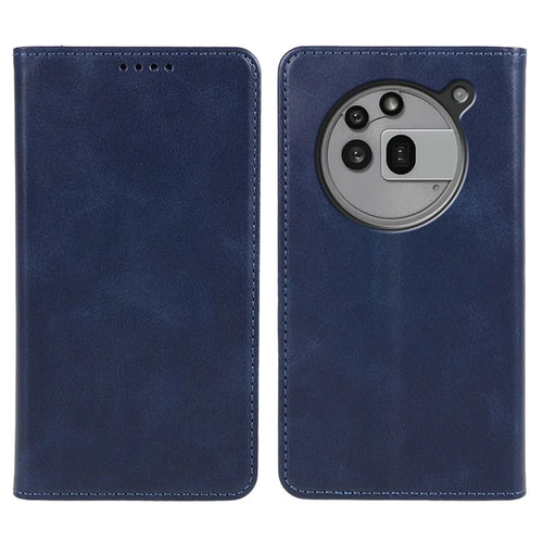 For Nothing Phone (3a) Pro Case Strong Magnetic PU Leather Phone Cover Calf Texture - Blue - 1