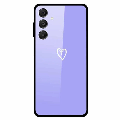 For Samsung Galaxy A16 5G / A16 4G Case Pattern Print Tempered Glass + TPU Phone Back Cover - White Heart - 1