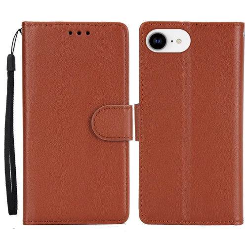 For iPhone 17e / 16e Case Wallet Stand View PU Leather Phone Cover - Brown - 1