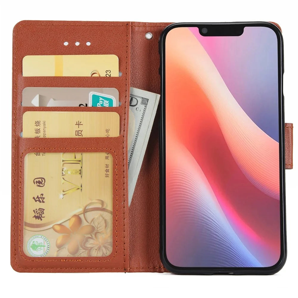 For iPhone 17e / 16e Case Wallet Stand View PU Leather Phone Cover - Brown - 2