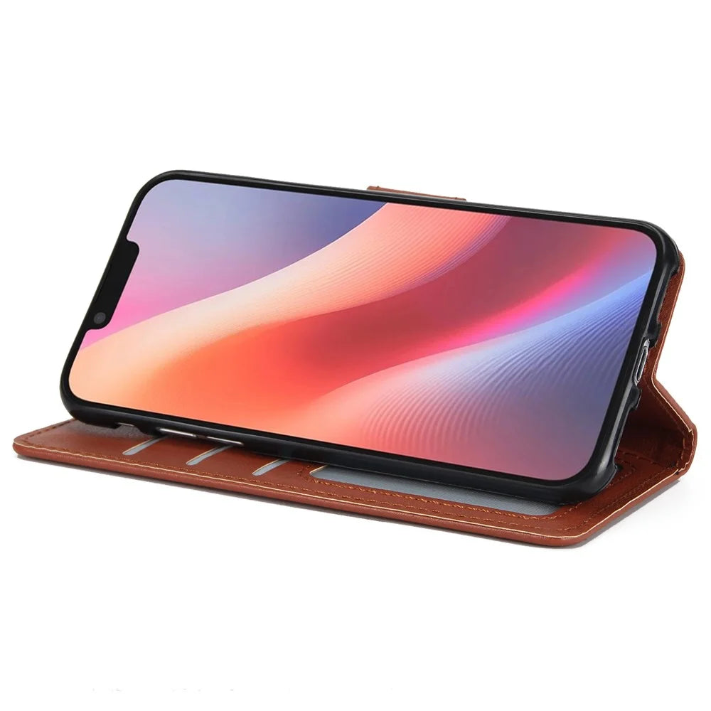 For iPhone 17e / 16e Case Wallet Stand View PU Leather Phone Cover - Brown - 3