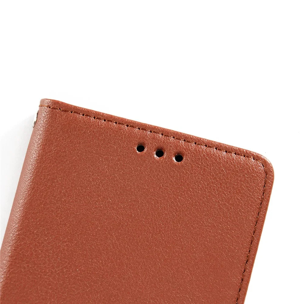 For iPhone 17e / 16e Case Wallet Stand View PU Leather Phone Cover - Brown - 5