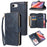 For iPhone 17e / 16e Case Zipper Pocket PU Leather Phone Cover with Hand Strap - Blue - 1