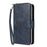 For iPhone 17e / 16e Case Zipper Pocket PU Leather Phone Cover with Hand Strap - Blue - 7