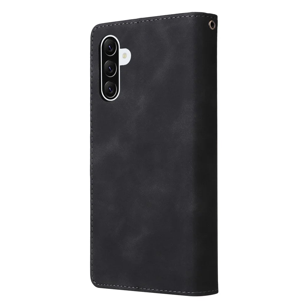 For Samsung Galaxy A36 5G Case Zipper Wallet Multiple Card Slots Leather Phone Cover - Black - 7