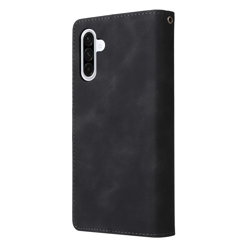For Samsung Galaxy A56 5G Case Zipper Wallet Multiple Card Slots Leather Phone Cover - Black - 7
