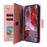 For Google Pixel 9a Case Zipper Wallet Leather Stand Phone Cover Rivet Decor - Rose Gold - 2
