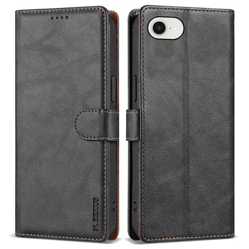 N.BEKUS CSJ-001 For iPhone 17e / 16e Stand Case PU Leather Wallet Phone Cover - Black - 1
