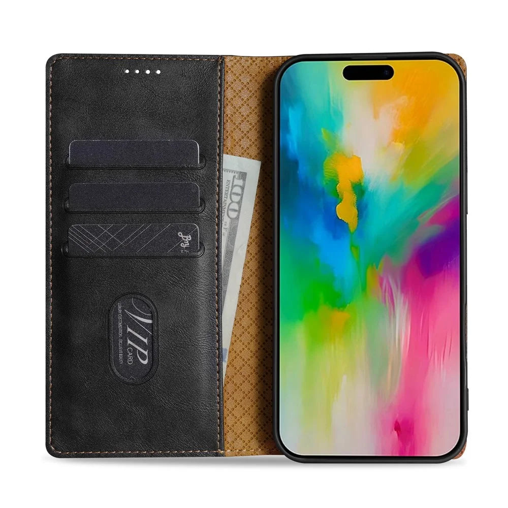 N.BEKUS CSJ-001 For iPhone 17e / 16e Stand Case PU Leather Wallet Phone Cover - Black - 2