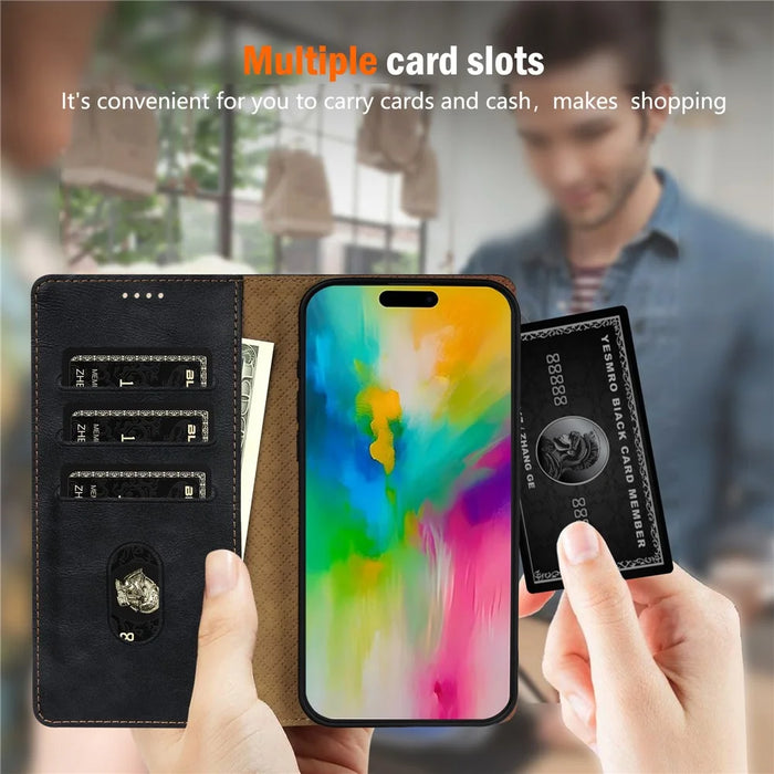 N.BEKUS CSJ-001 For iPhone 17e / 16e Stand Case PU Leather Wallet Phone Cover - Black - 5