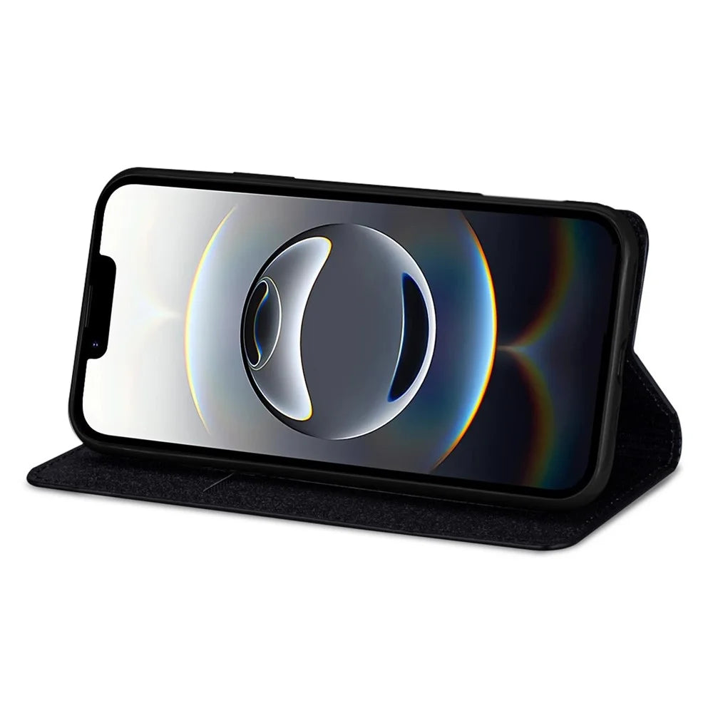 For iPhone 17e / 16e Case Glittery PU Leather + TPU Card Slot Phone Cover - Black - 2