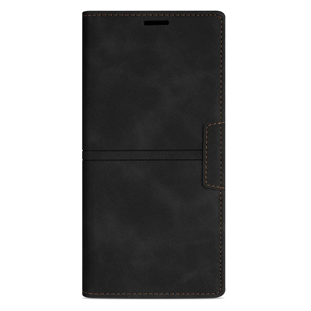 For iPhone 17e / 16e Wallet Case Magnetic Closing Leather Phone Cover - Black - 7
