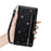 For iPhone 17e / 16e Stand Case Glitter Phone Leather Cover Zipper Pocket - Black - 6