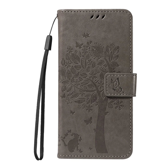 For Samsung Galaxy S25 Edge Phone Case with Stand Cat Tree Pattern Leather Wallet Mobile Cover - Grey - 2