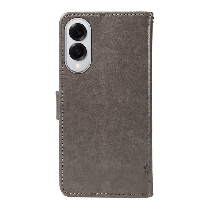 For Samsung Galaxy S25 Edge Phone Case with Stand Cat Tree Pattern Leather Wallet Mobile Cover - Grey - 3