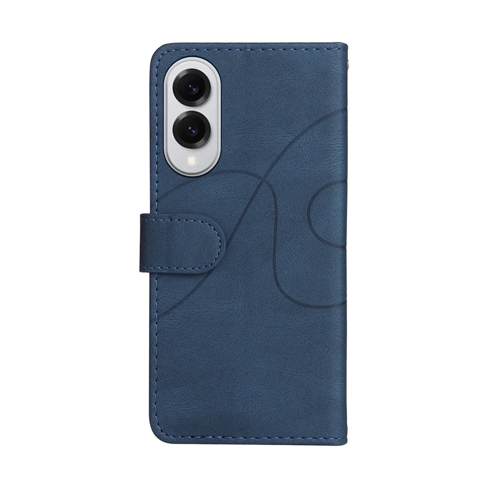 For Samsung Galaxy S25 Edge Leather Phone Case Stand Wallet with Bi-colour Splicing Design - Blue - 3