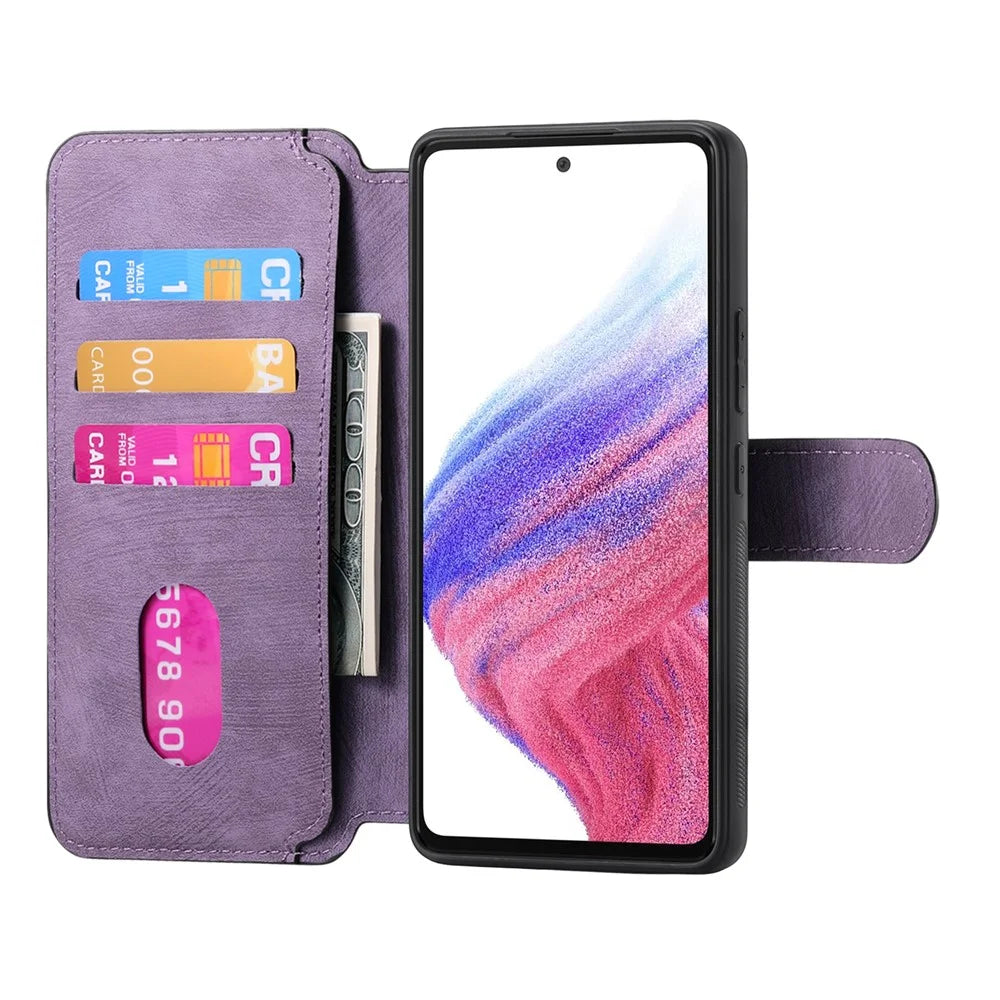 CASENEO For Samsung Galaxy A56 5G Magnetic Case  Detachable Leather Phone Wallet Cover  - Purple - 3