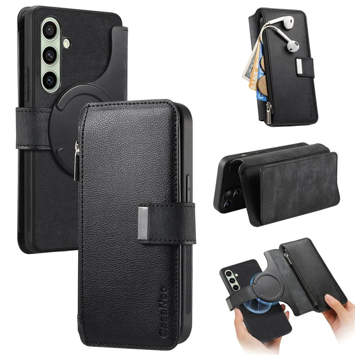 CASENEO For Samsung Galaxy A26 5G Case  MW-02 Detachable Magnetic Leather Flip Phone Cover - Black - 1