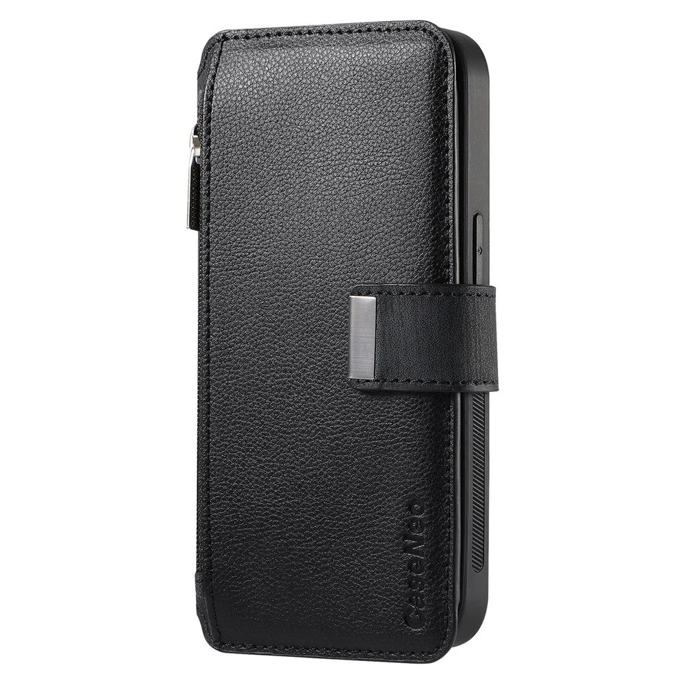CASENEO For Samsung Galaxy S24 FE Case  MW-02 Detachable Magnetic Leather Flip Phone Cover - Black - 2
