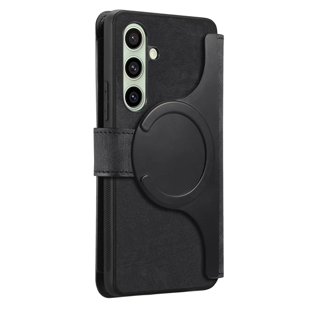 CASENEO For Samsung Galaxy S24 FE Case  MW-02 Detachable Magnetic Leather Flip Phone Cover - Black - 3