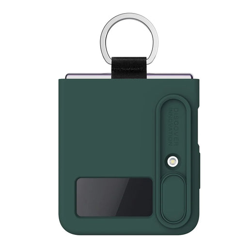 NILLKIN for Samsung Galaxy Z Flip4 5G Camera Lens Slide Cover Design Liquid Silicone Phone Case Drop-proof Protective Cover with Finger Ring - Green - 2