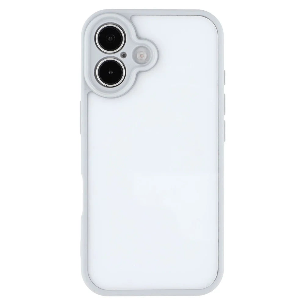 For iPhone 16 Plus Phone Case TPU + Acrylic Clear Back Cover - Grey - 3