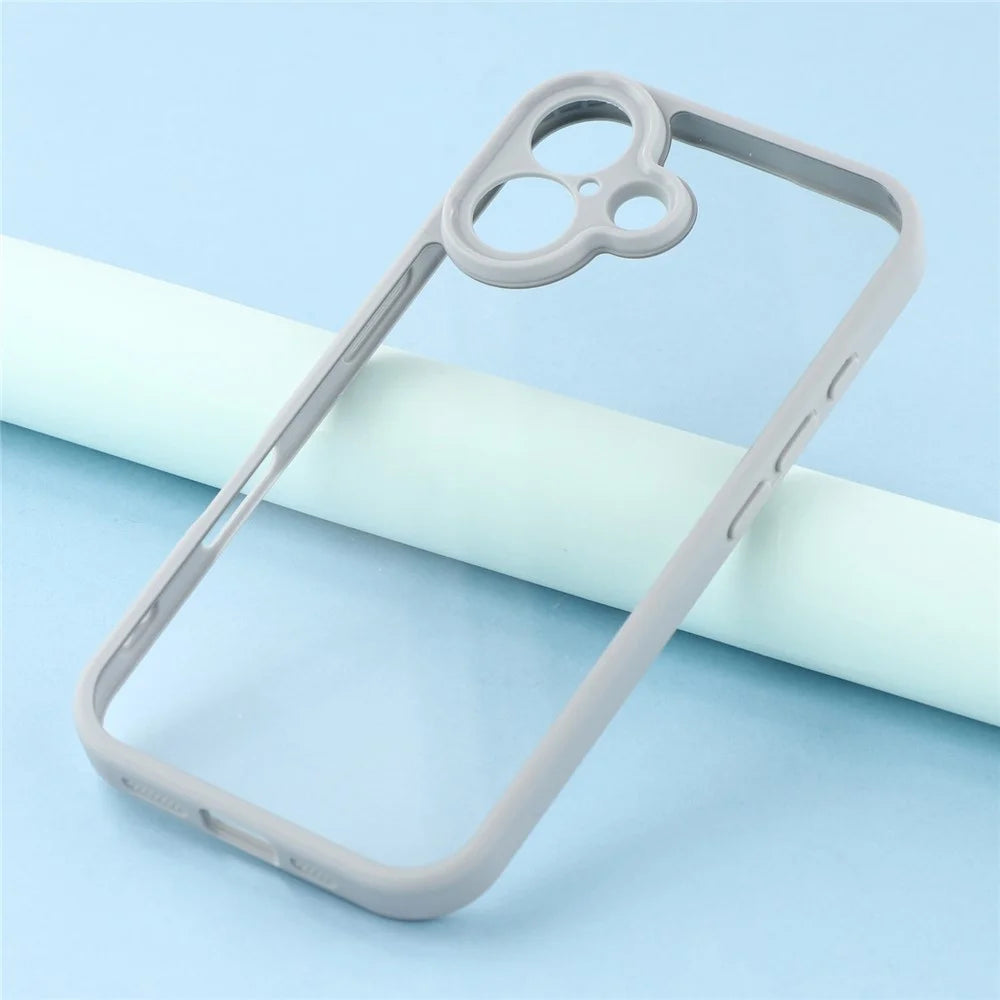 For iPhone 16 Plus Phone Case TPU + Acrylic Clear Back Cover - Grey - 7