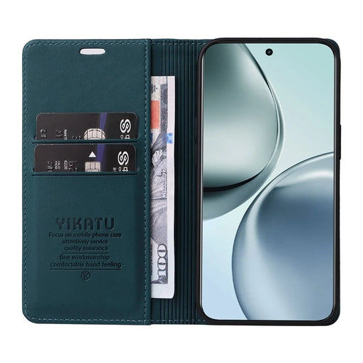 YIKATU For Realme 14 Pro+ 5G Phone Cases  Magnetic Closure PU Leather Mobile Cover  - Green - 2