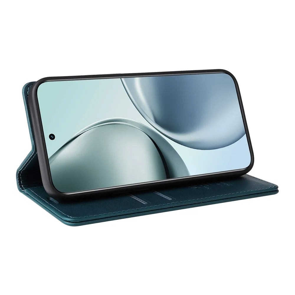 YIKATU For Realme 14 Pro+ 5G Phone Cases  Magnetic Closure PU Leather Mobile Cover  - Green - 4
