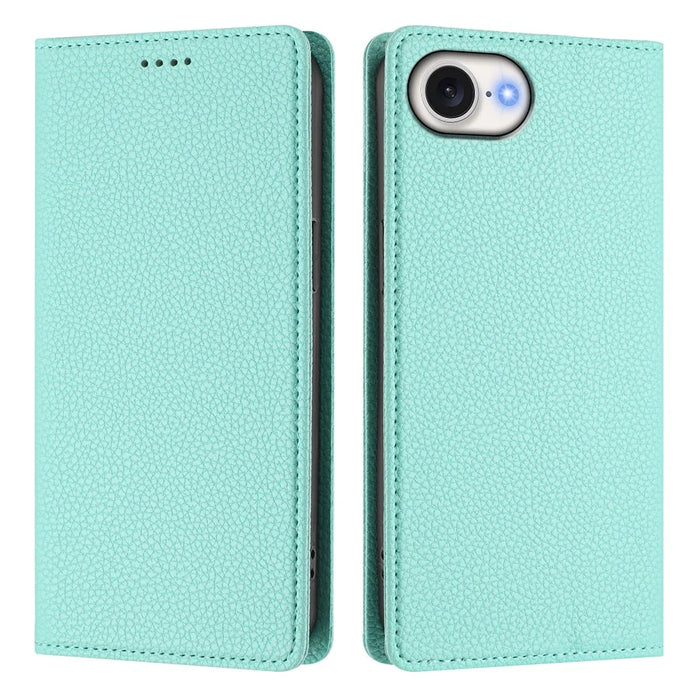 For iPhone 17e / 16e Wallet Case RFID Blocking Litchi Texture Leather Mobile Cover - Mint Green - 2