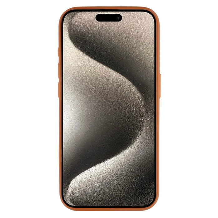 For iPhone 15 Pro Magnetic Case Litchi Texture TPU Phone Cover Compatible with MagSafe - Brown - 2