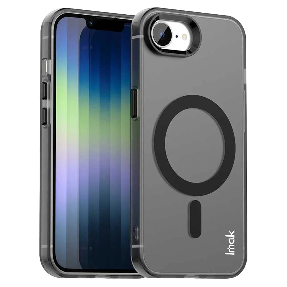IMAK For iPhone 17e / 16e Case Magnetic Candy Color Anti Drop TPU + PET Back Cover - Black - 1