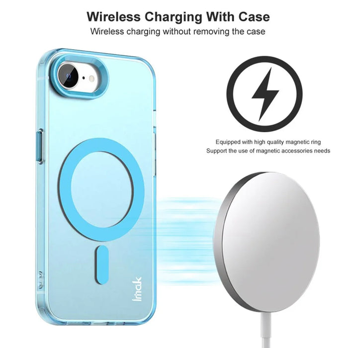 IMAK For iPhone 17e / 16e Case Magnetic Candy Color Anti Drop TPU + PET Back Cover - Black - 3