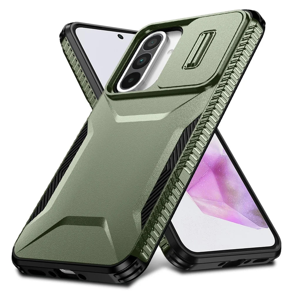 For Samsung Galaxy A37 5G / A56 5G / A36 5G Case Camshield TPU+PC Phone Cover Non-Slip Side Edge - Green - 2