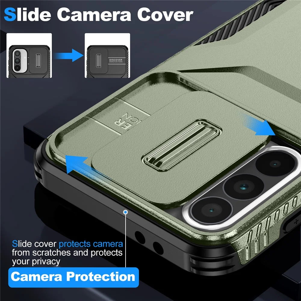 For Samsung Galaxy A37 5G / A56 5G / A36 5G Case Camshield TPU+PC Phone Cover Non-Slip Side Edge - Green - 3