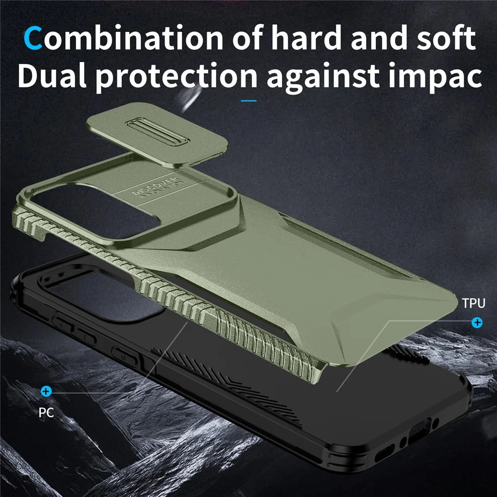 For Samsung Galaxy A37 5G / A56 5G / A36 5G Case Camshield TPU+PC Phone Cover Non-Slip Side Edge - Green - 6